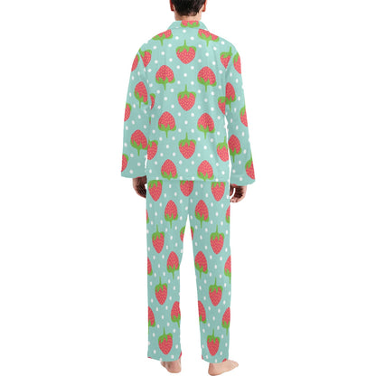 Strawberry Pattern Print Design SB06 Men's Long Sleeve Pajama Set
