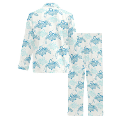 Sea Turtle Pattern Print Design T01 Men's Long Sleeve Pajama Set