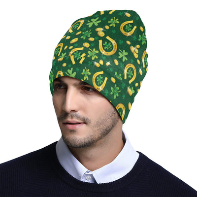 Shamrock Horse Shoes Saint Patrick's Day Print Design LKS307 Unisex Beanie