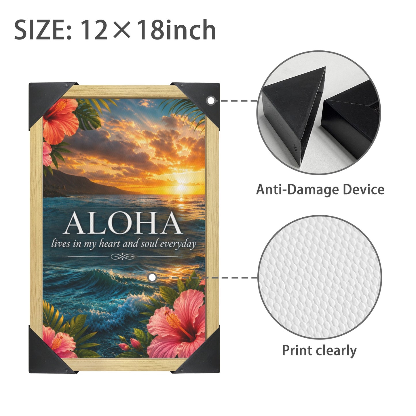 ALOHA lives in my heart and soul everyday Natural Wood Framed Art Print