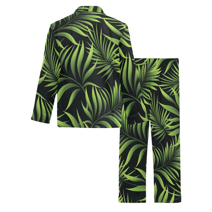 Palm Leaves Pattern Print Design PL07 Men's Long Sleeve Pajama Set