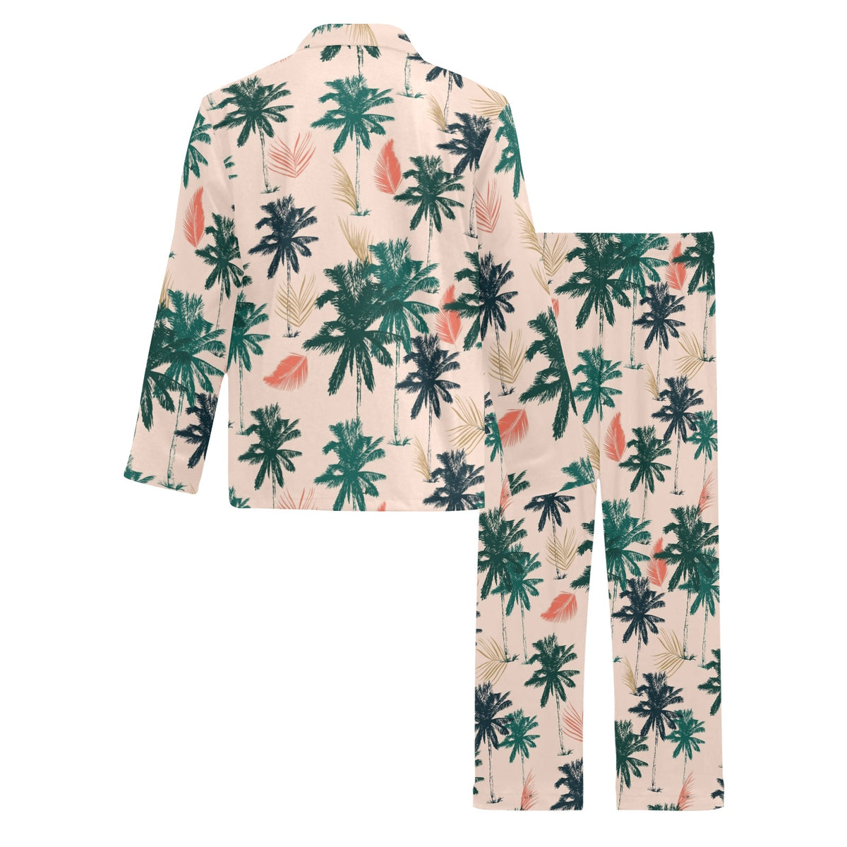 Palm Tree Pattern Print Design PT014 Men's Long Sleeve Pajama Set