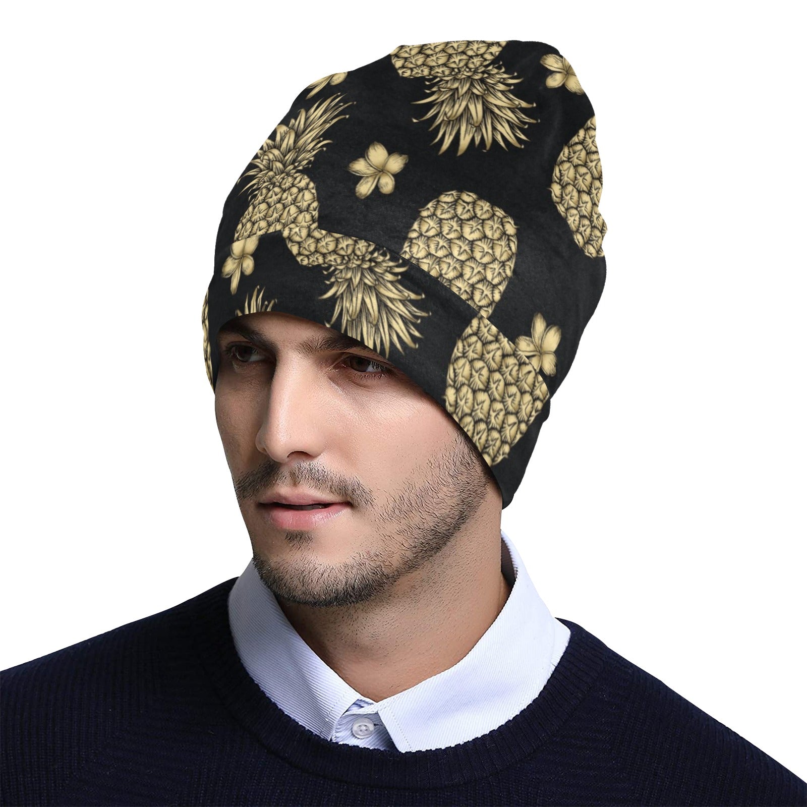 Gold Pineapple Hibiscus Unisex Beanie