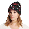 Skull With Red Dragon Print Design LKS304 Unisex Beanie