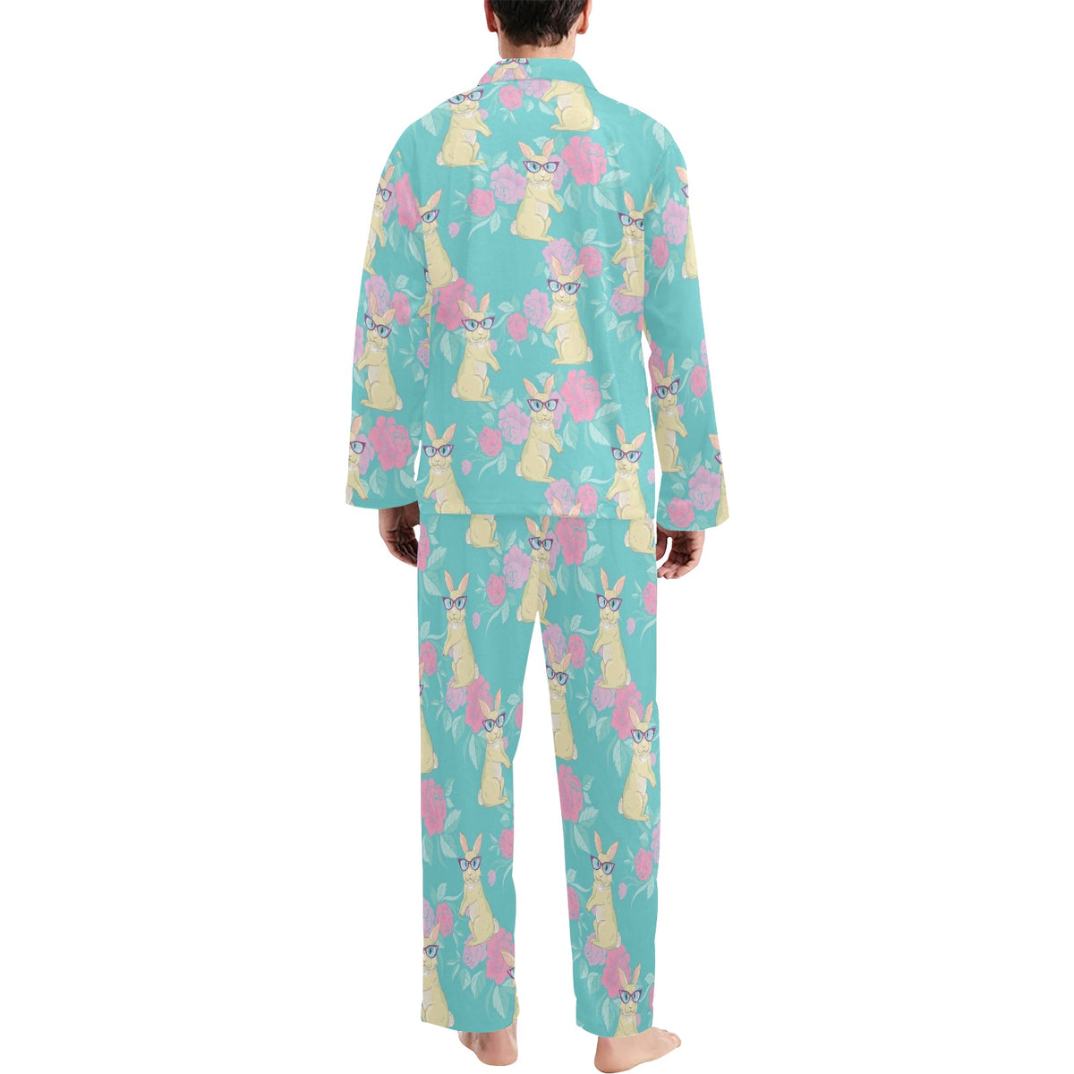 Rabbit Pattern Print Design RB05 Men's Long Sleeve Pajama Set