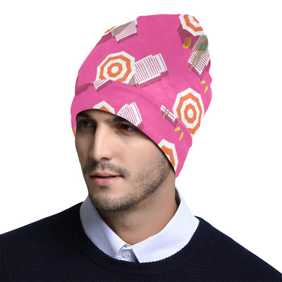 Beach Top View Umbrella Theme Unisex Beanie