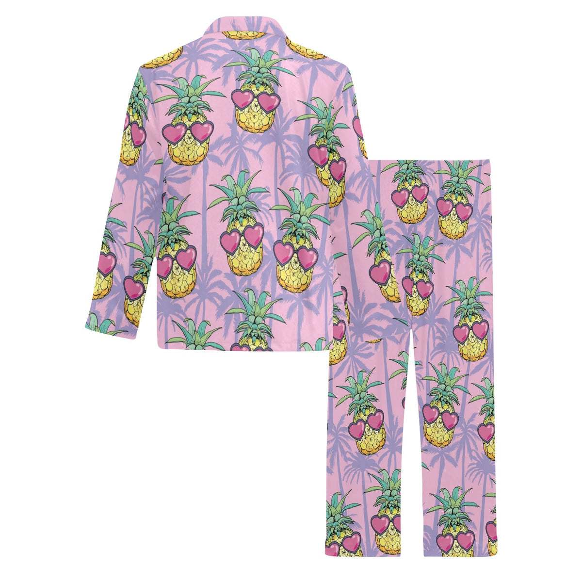 Pineapple Pattern Print Design PP06 Men's Long Sleeve Pajama Set