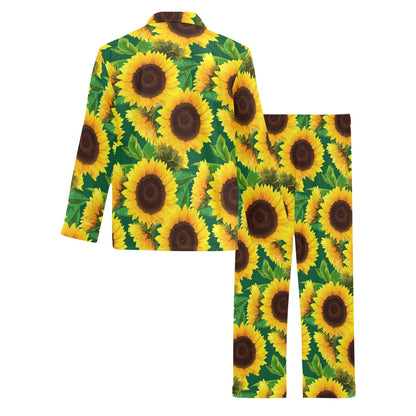 Sunflower Pattern Print Design SF02 Men's Long Sleeve Pajama Set