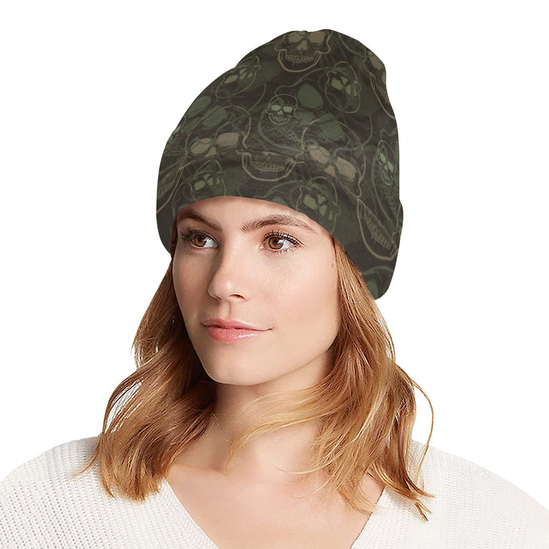 Skull Camo Style Print Design LKS308 Unisex Beanie