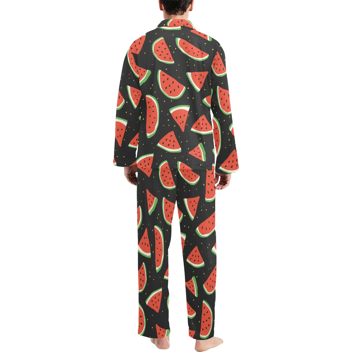 Watermelon Pattern Print Design WM09 Men's Long Sleeve Pajama Set