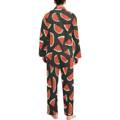 Watermelon Pattern Print Design WM09 Men's Long Sleeve Pajama Set