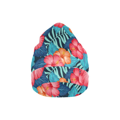 Red Hibiscus Pattern Print Design HB02 Unisex Beanie