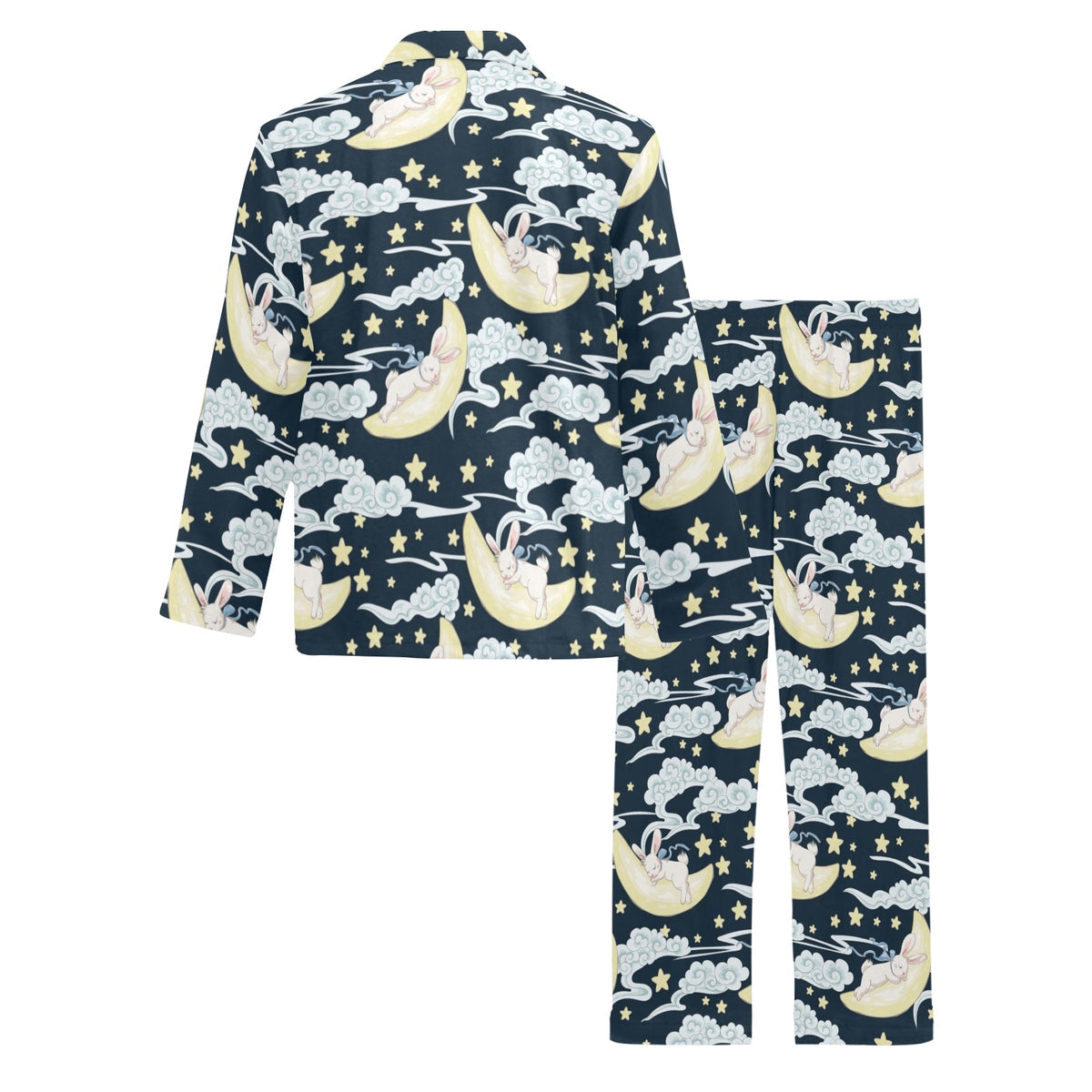 Rabbit Sleeping Pattern Print Design RB08 Men's Long Sleeve Pajama Set
