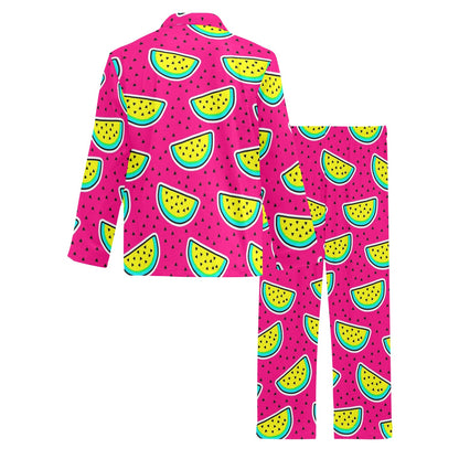 Watermelon Pattern Print Design WM04 Men's Long Sleeve Pajama Set
