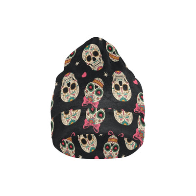 Sugar Skull Pink Bow Themed Print Unisex Beanie