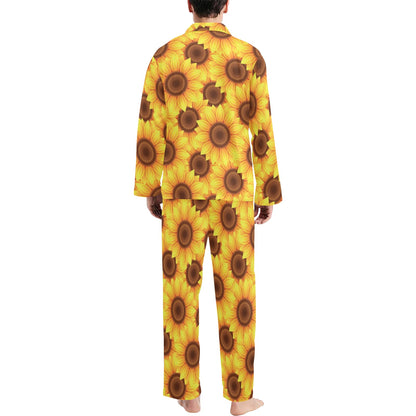 Sunflower Pattern Print Design SF07 Men's Long Sleeve Pajama Set