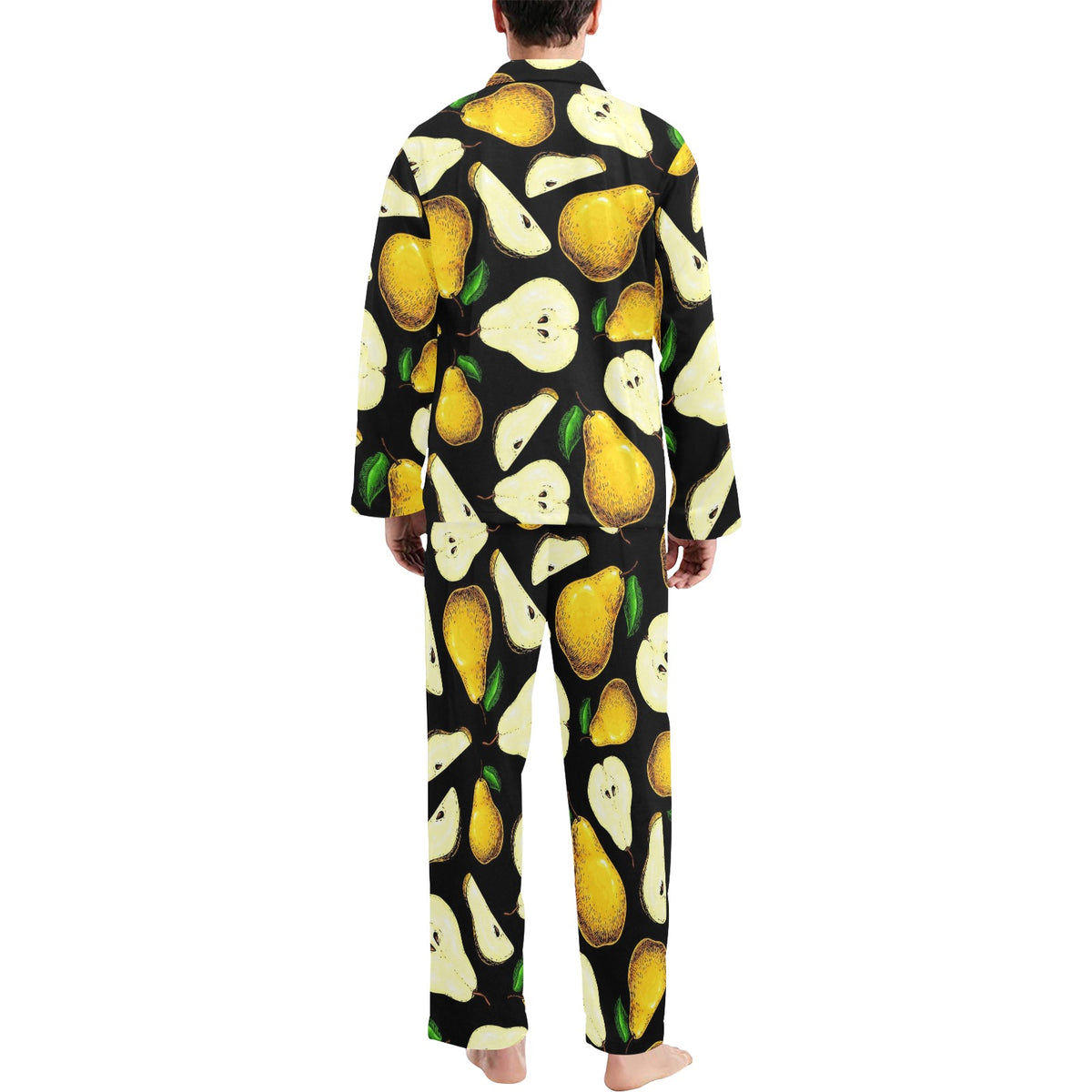 Pear Pattern Print Design PE01 Men's Long Sleeve Pajama Set