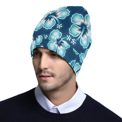 Blue Hibiscus Pattern Print Design HB011 Unisex Beanie