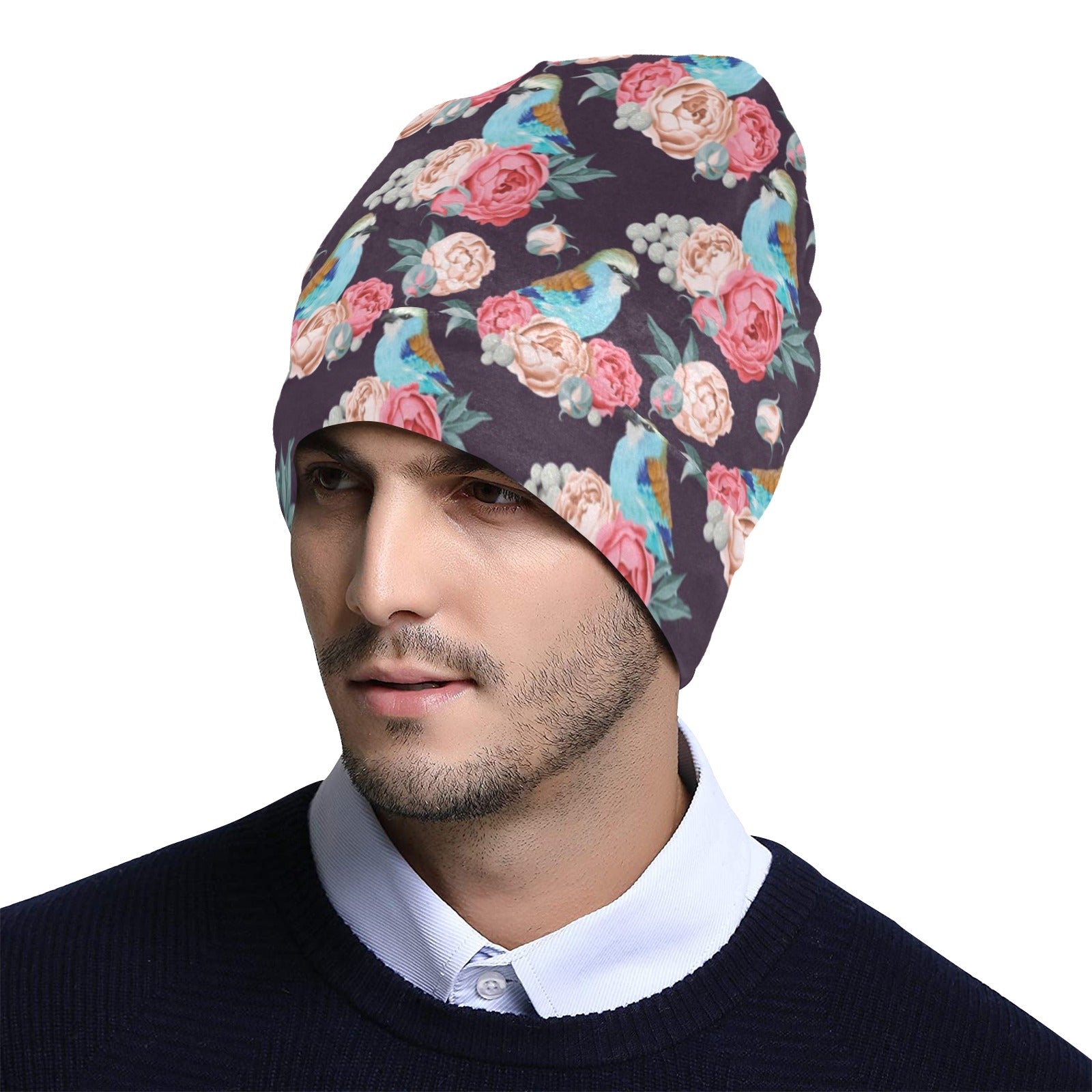 Bluebird Pattern Print Design 02 Unisex Beanie