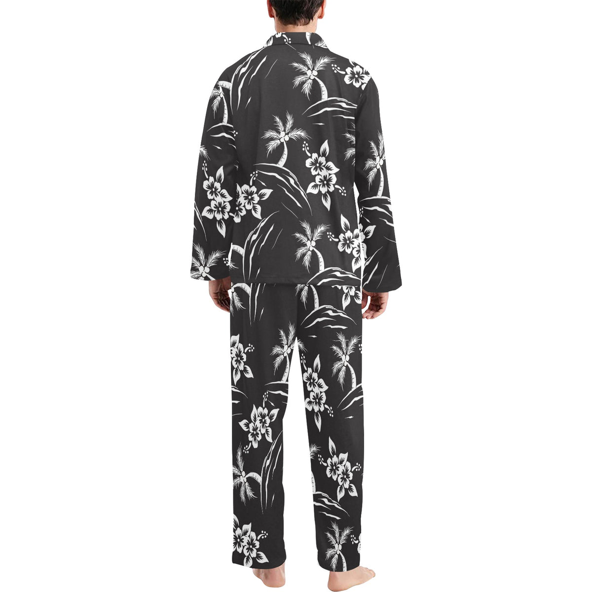 Palm Tree Pattern Print Design PT02 Men's Long Sleeve Pajama Set