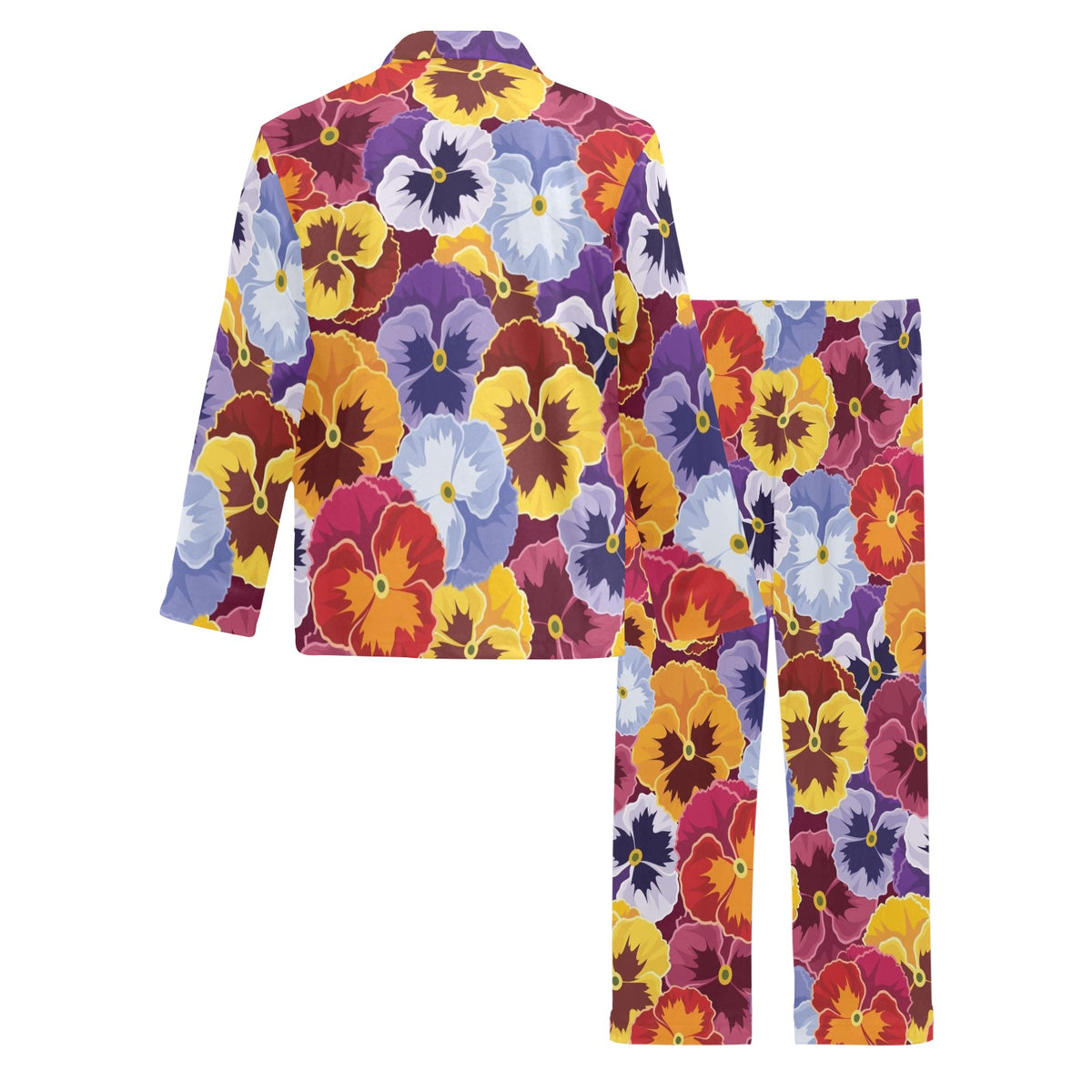 Pansy Pattern Print Design PS01 Men's Long Sleeve Pajama Set