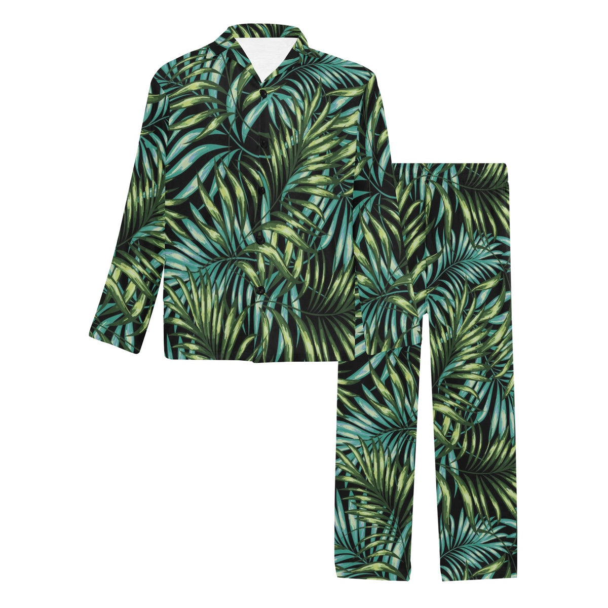 Tropical Flower Pattern Print Design TF08 Men's Long Sleeve Pajama Set