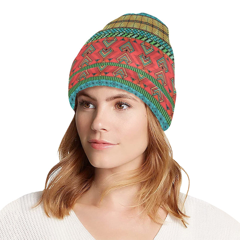 African Colorful Zigzag Print Pattern Unisex Beanie