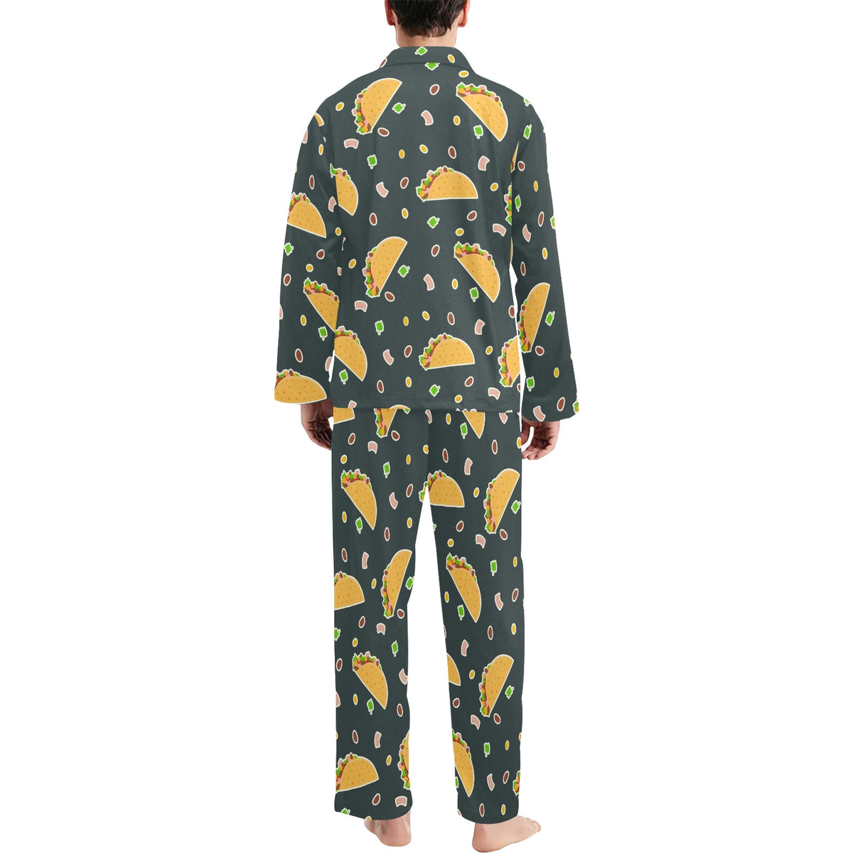 Taco Pattern Print Design TC02 Men's Long Sleeve Pajama Set