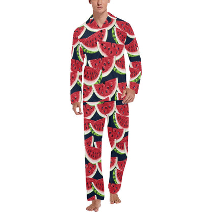 Watermelon Pattern Print Design WM011 Men's Long Sleeve Pajama Set