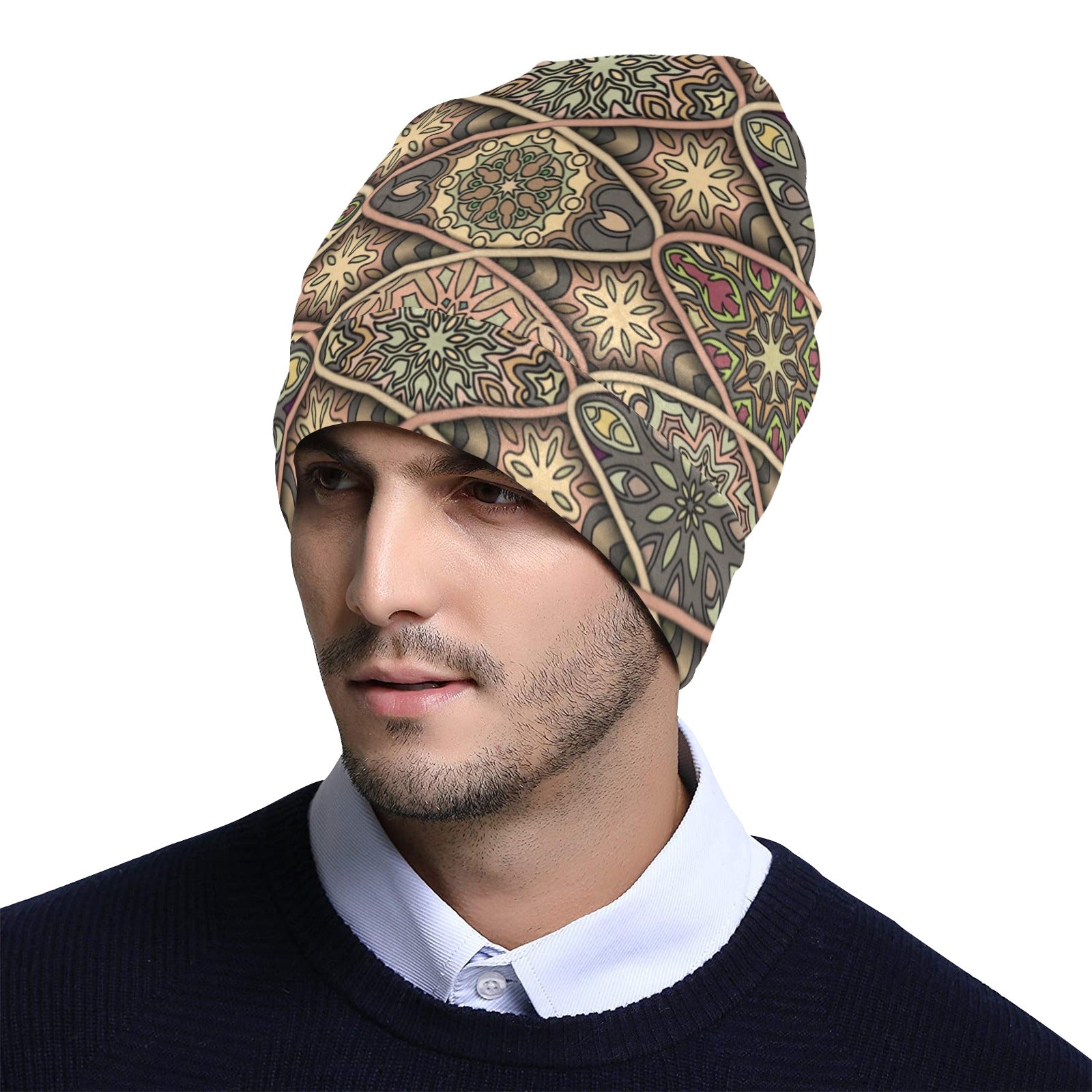 Mandala Motif Themed Design Print Unisex Beanie