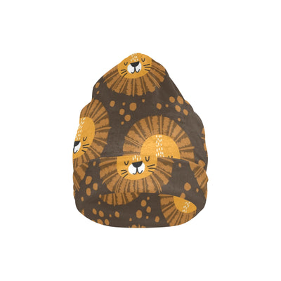 Lion Cartoon Pattern Print Design 01 Unisex Beanie