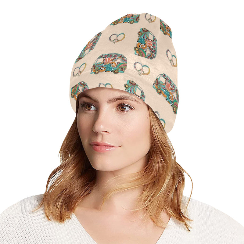 Hippie Van Peace Print Design LKS303 Unisex Beanie