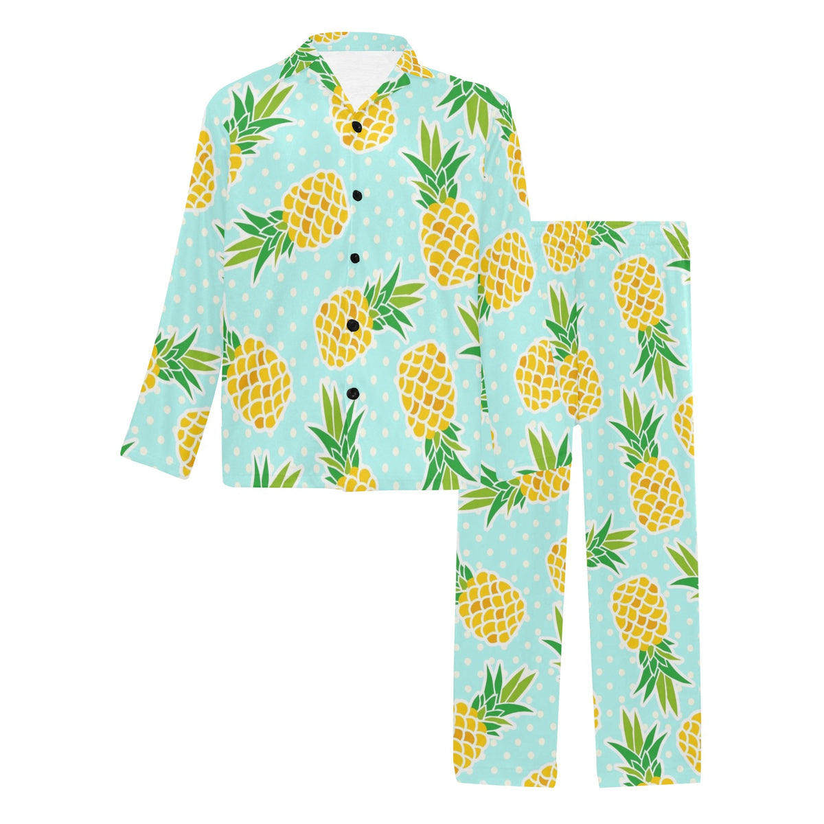 Pineapple Pattern Print Design PP01 Men's Long Sleeve Pajama Set