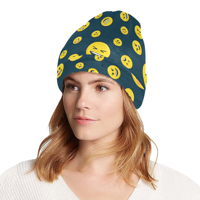 Smiley Face Emoji Print Design LKS301 Unisex Beanie