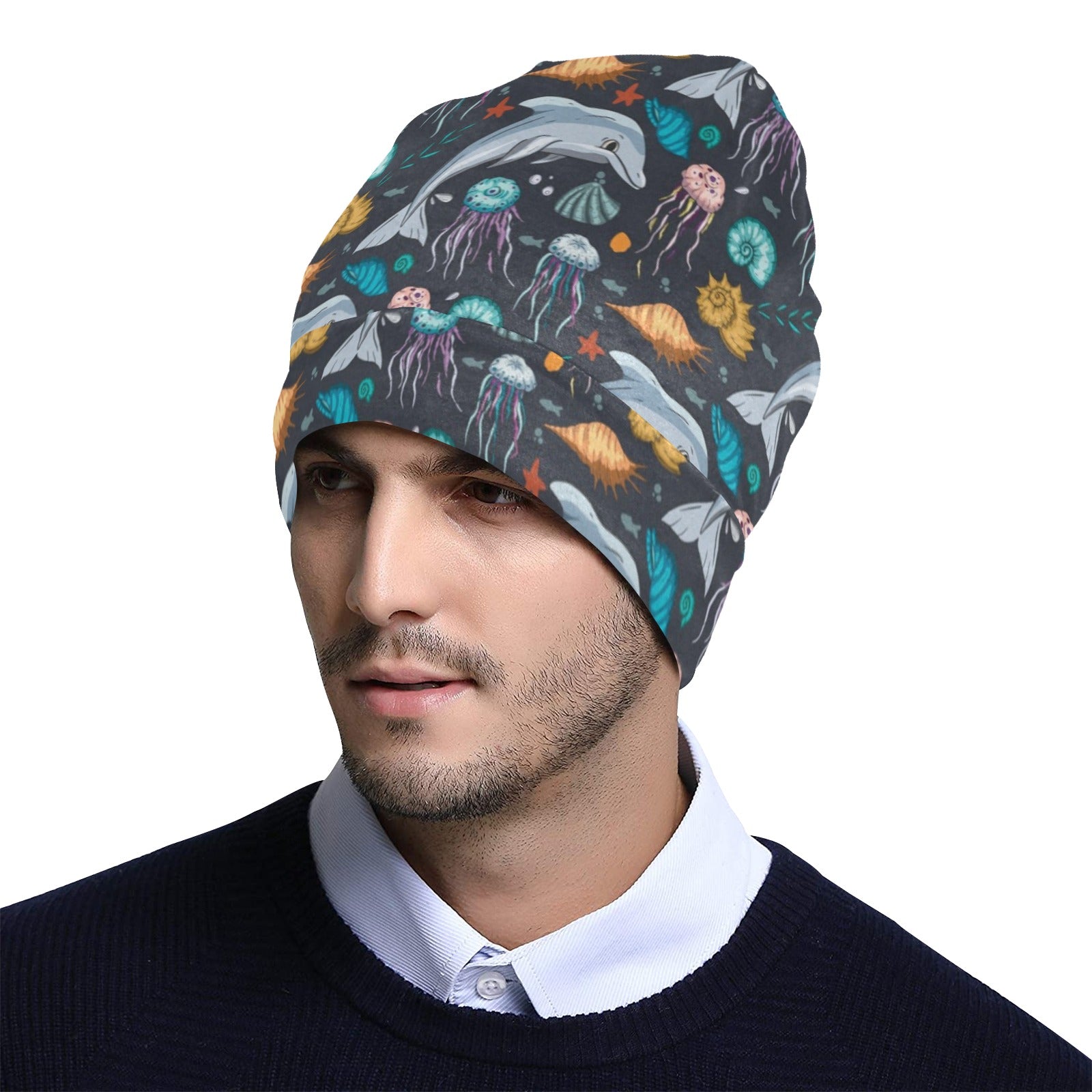 Underwater Dolphin Print Design LKS304 Unisex Beanie