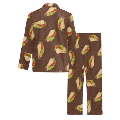 Taco Pattern Print Design TC08 Men's Long Sleeve Pajama Set