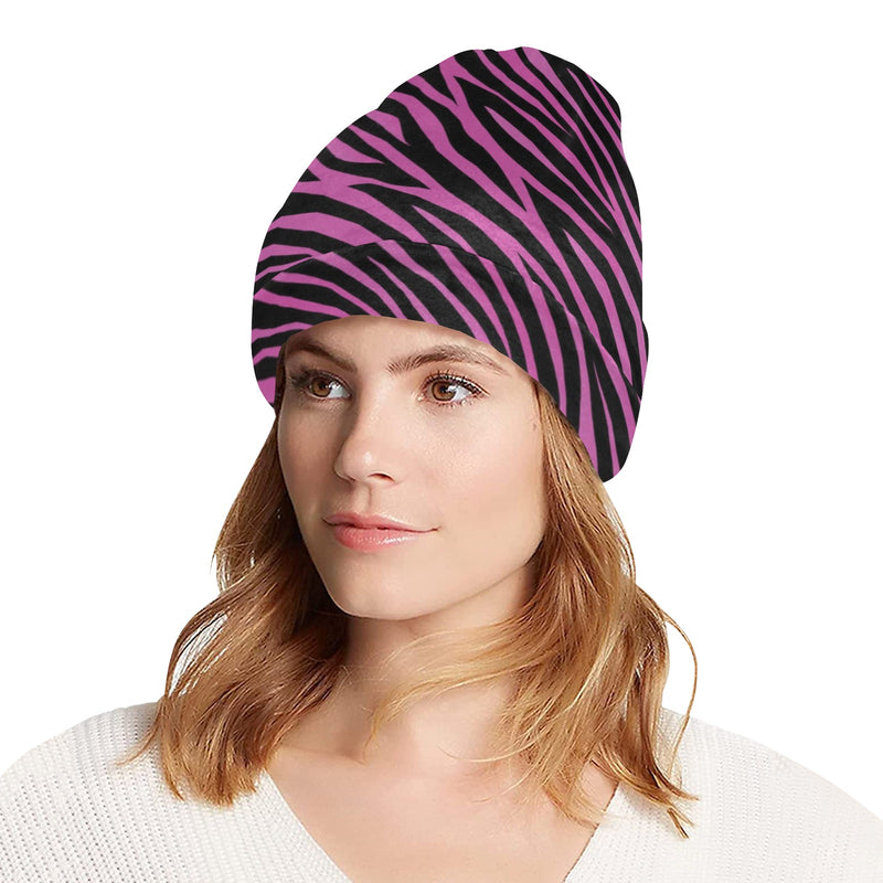 Zebra Pink Print Design LKS304 Unisex Beanie