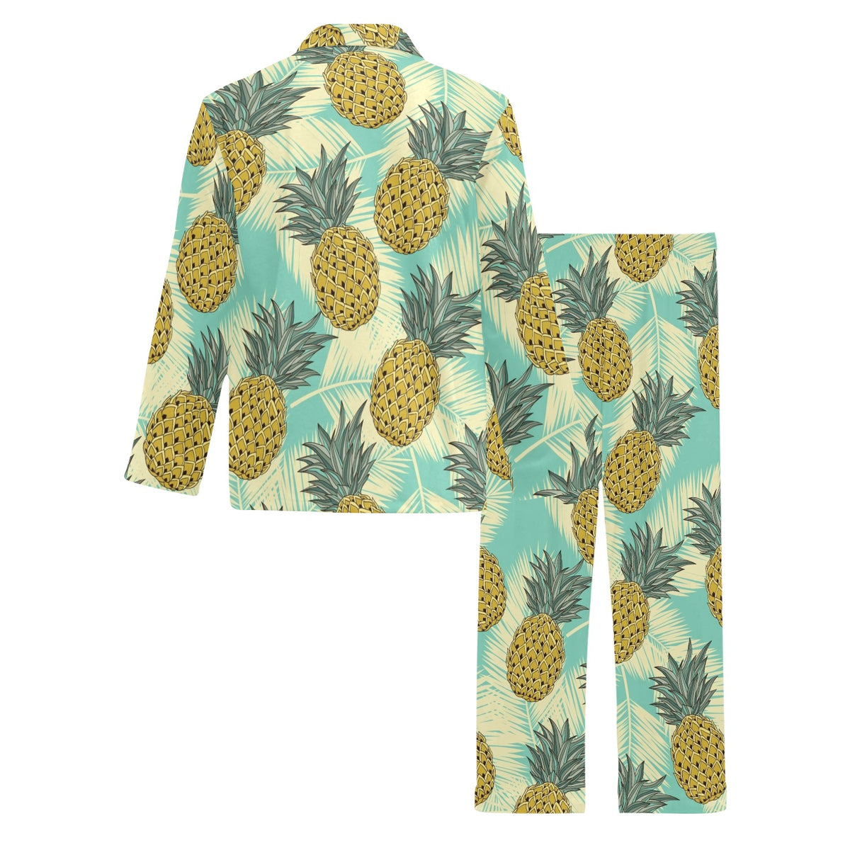 Pineapple Pattern Print Design PP03 Men's Long Sleeve Pajama Set