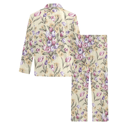 Tulip Pattern Print Design TP04 Men's Long Sleeve Pajama Set