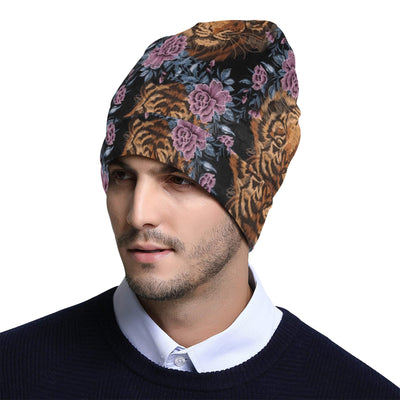 Tiger Head Floral Unisex Beanie