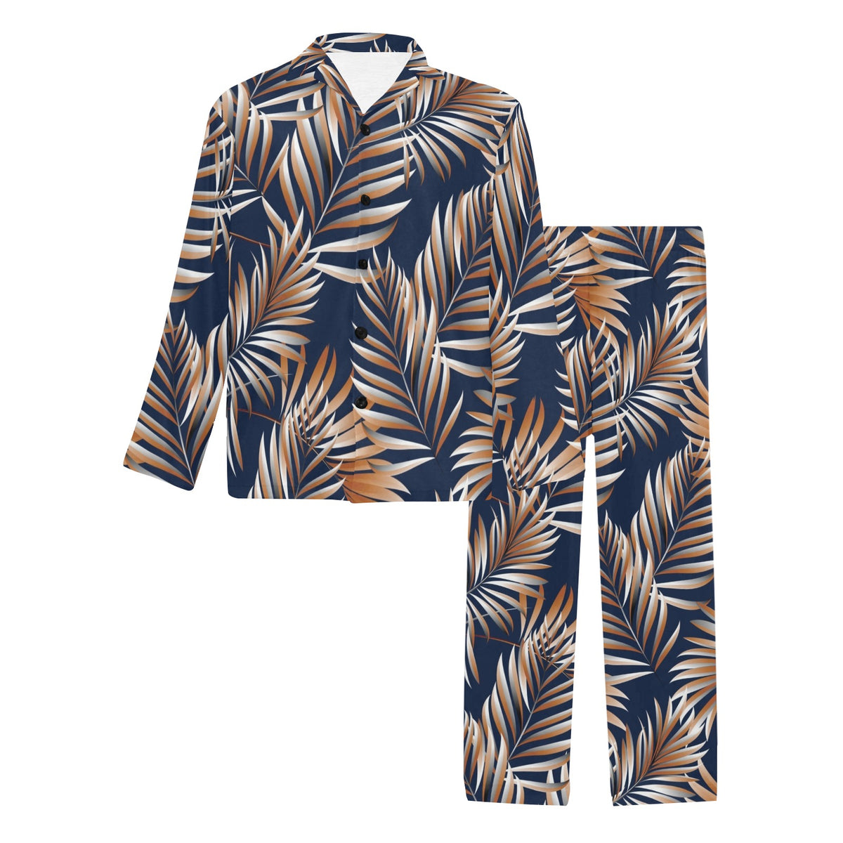 Tropical Flower Pattern Print Design TF07 Men's Long Sleeve Pajama Set