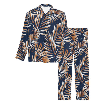 Tropical Flower Pattern Print Design TF07 Men's Long Sleeve Pajama Set