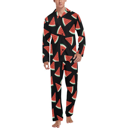 Watermelon Pattern Print Design WM01 Men's Long Sleeve Pajama Set