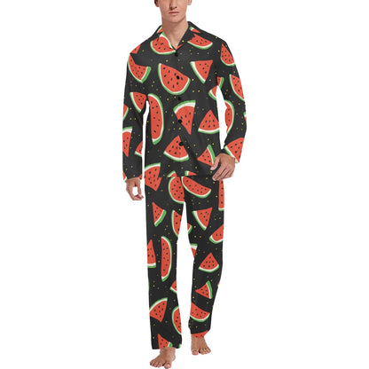 Watermelon Pattern Print Design WM09 Men's Long Sleeve Pajama Set