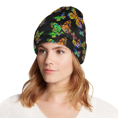 Butterfly Neon Color Print Pattern Unisex Beanie