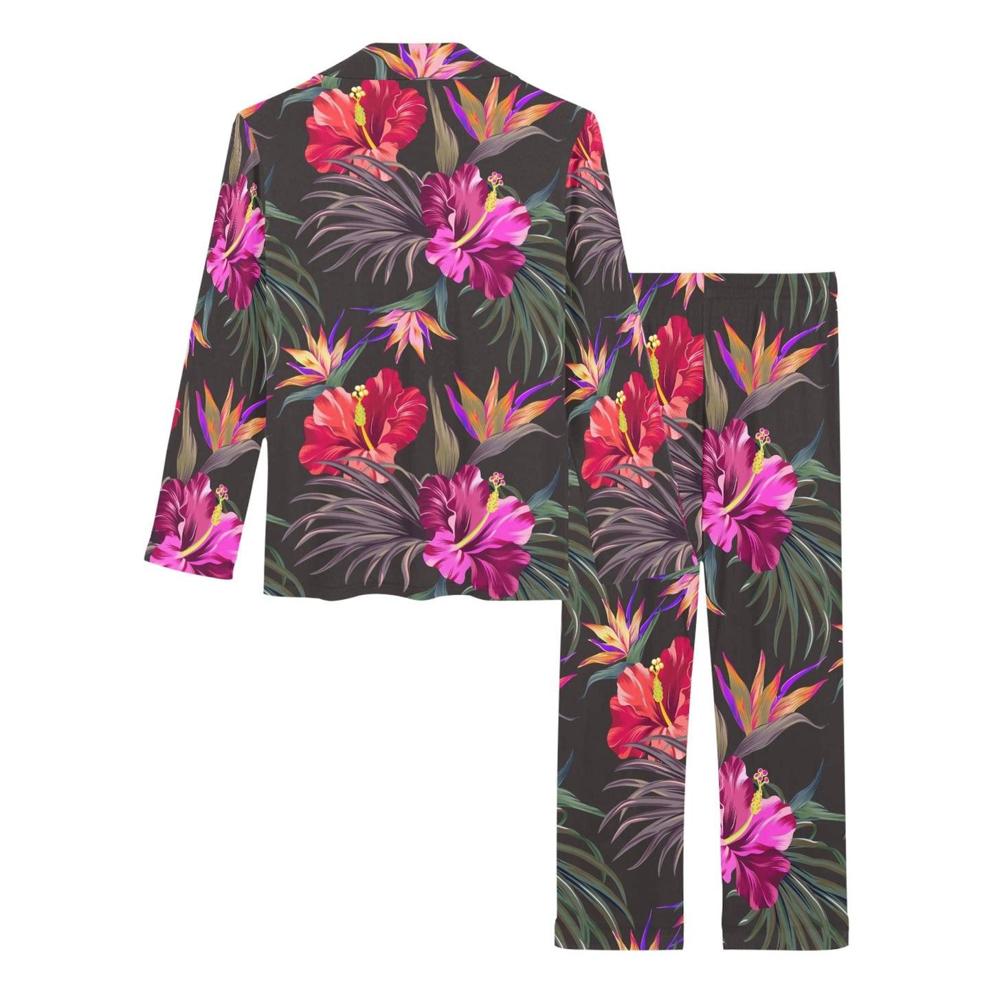 Hibiscus Pattern Print Design HB014 Women's Long Sleeve Pajama Set
