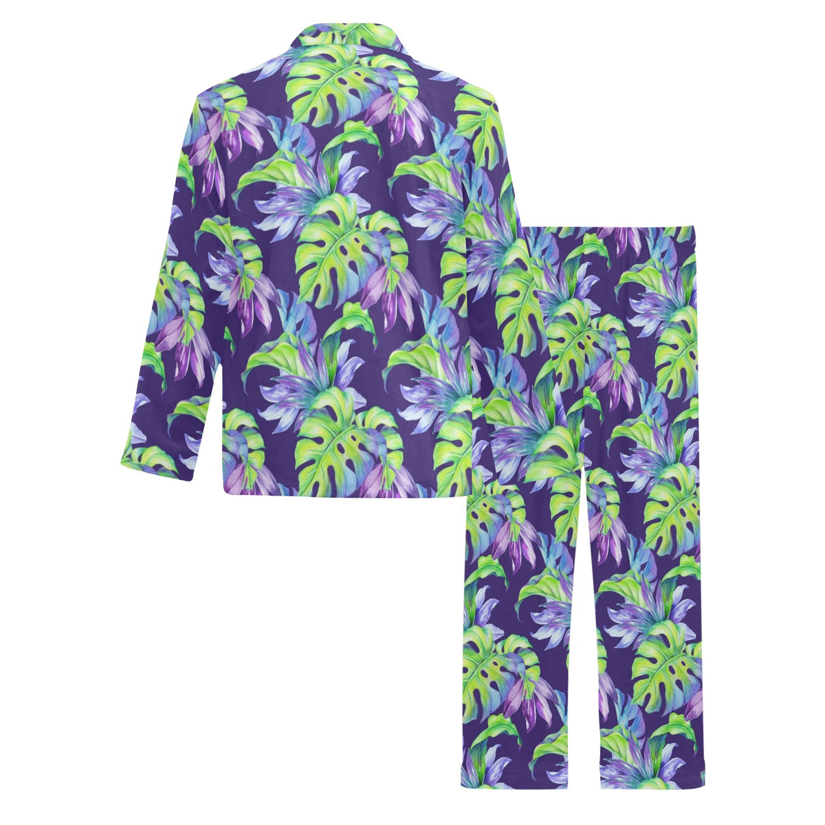 Tropical Flower Pattern Print Design TF019 Men's Long Sleeve Pajama Set