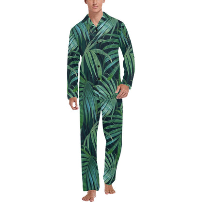 Tropical Flower Pattern Print Design TF011 Men's Long Sleeve Pajama Set