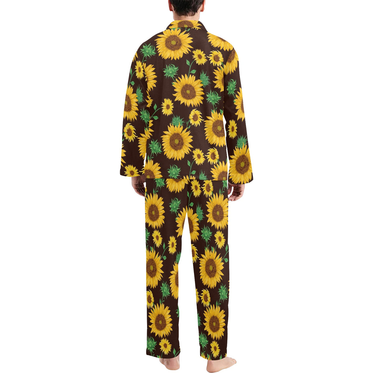Sunflower Pattern Print Design SF01 Men's Long Sleeve Pajama Set