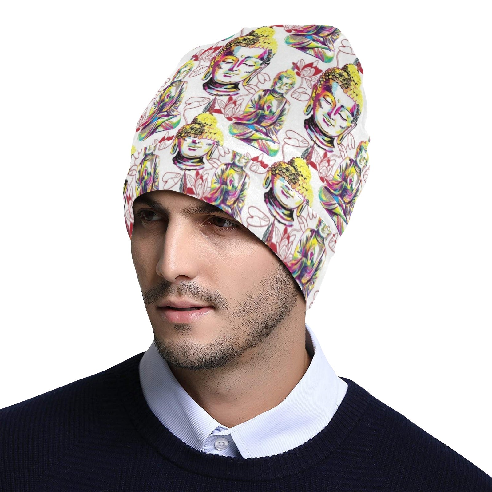 Buddha Pattern Print Design 06 Unisex Beanie